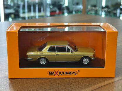 1/43 Diecast Mercedes Benz 230 CE 1976 in Gold Metallic (Maxichamps)