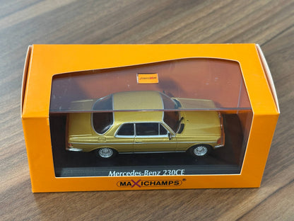 1/43 Diecast Mercedes Benz 230 CE 1976 in Gold Metallic (Maxichamps)