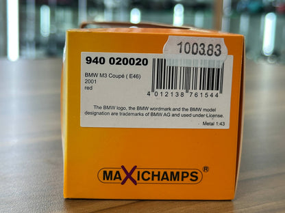1/43 Diecast BMW M3 Coupe (E46) 2001 in Red (Maxichamps)