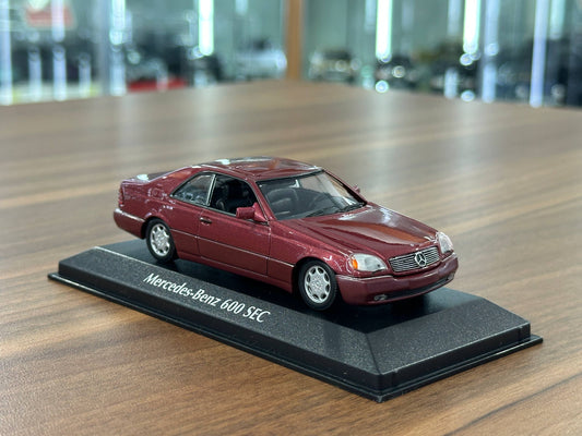 1/43 Diecast Mercedes Benz 600 SEC (C140) 1992 in Red Metallic (Maxichamps)