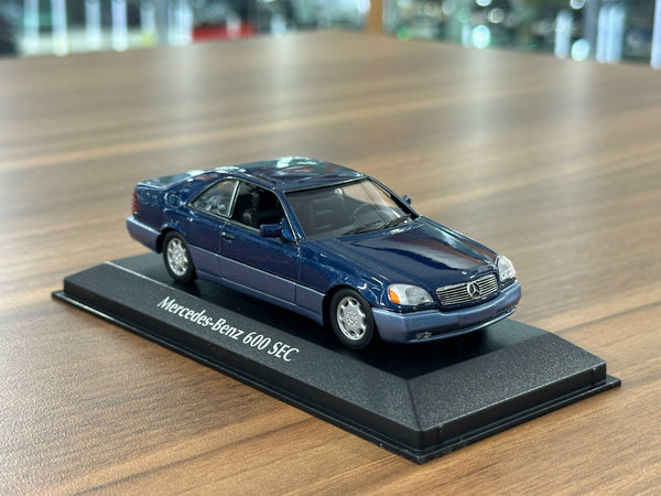 1/43 Diecast Mercedes Benz 600 SEC (C140) 1992 in Blue Metallic (Maxichamps)