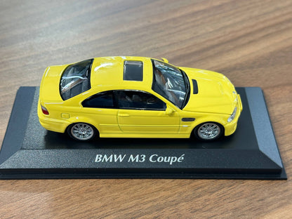 1/43 Diecast BMW M3 Coupe (E46) 2001 in Yellow (Maxichamps)