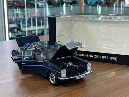 1:18 Diecast Model  Full opening Norev Dealer Edition  Mercedes-Benz 200 ( W115 ) ( 1973-1976 ) Midnight blue