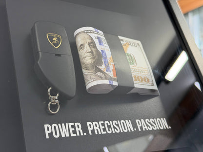 Lamborghini Premium Car Key Display Art Frame (27 x 27 cm) | Lamborghini Key Display Frame | Luxury Automotive Decor