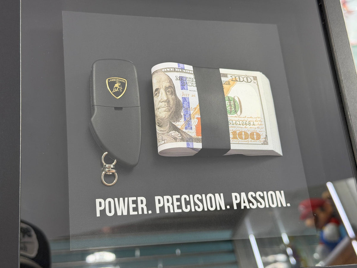 Lamborghini Premium Car Key Display Art Frame (27 x 27 cm) | Lamborghini Key Display Frame | Luxury Automotive Decor