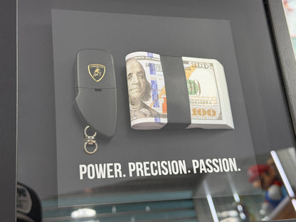 Lamborghini Premium Car Key Display Art Frame (27 x 27 cm) | Lamborghini Key Display Frame | Luxury Automotive Decor