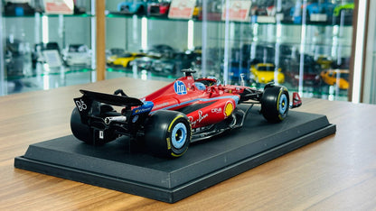 Bburago Ferrari SF‑24 Charles Leclerc #16 – 3rd Miami GP 2024 – Matt Red/Blue – 1:18 Metal Diecast Model
