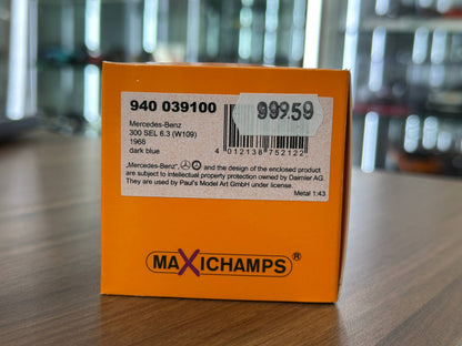 1/43 Diecast Maxichamps Mercedes Benz 300 SEL 6.3 (W109) 1968 Dark Blue