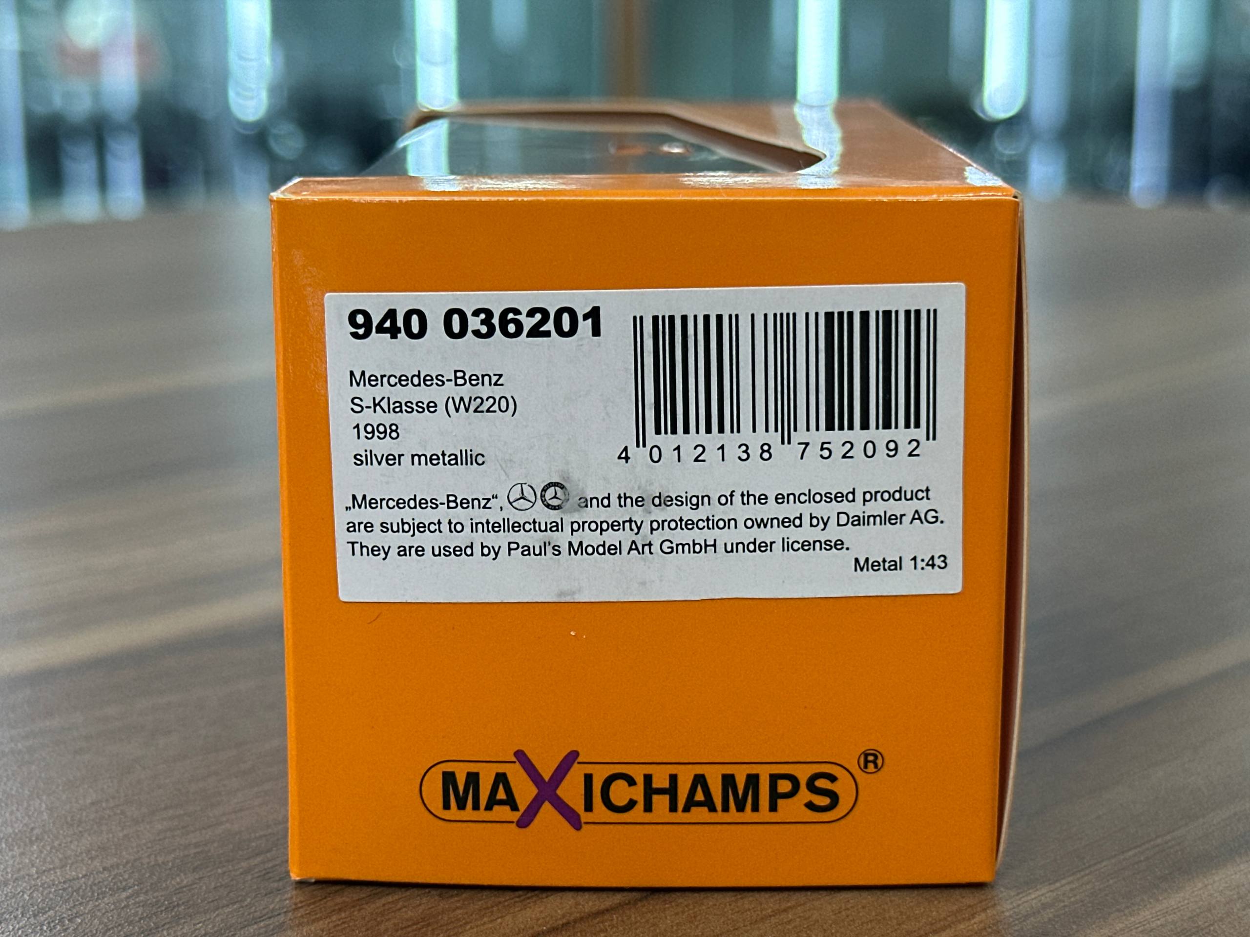 1/43 Diecast Maxichamps Mercedes - Benz S-Class (W220) 1998 in