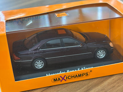 1/43 Diecast Maxichamps Mercedes Benz S-Class (W220) 1998 in Red Metallic