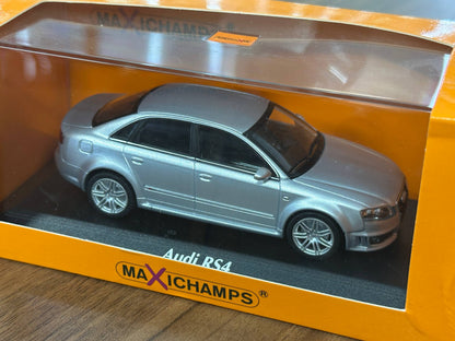 1/43 Diecast Maxichamps Audi RS4 2004 in Silver Metallic