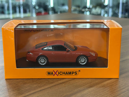 1/43 Diecast Maxichamps Porsche 911 Carrera 2001 in Orange Red Metallic