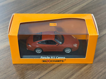 1/43 Diecast Maxichamps Porsche 911 Carrera 2001 in Orange Red Metallic