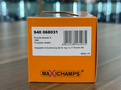 1/43 Diecast Maxichamps Porsche Boxster S 1999 in Turquoise Metallic