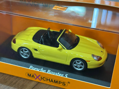 1/43 Diecast Maxichamps Porsche Boxster S 1999 in Yellow