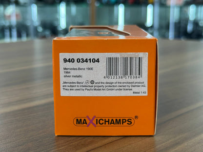 1/43 Diecast Maxichamps Mercedes-Benz 190E 1984 in Silver Metallic