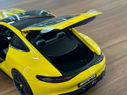 Norev Dealer Edition Mercedes-Benz AMG GT 43 Coupé (C192) 2024 – Sunny Yellow – 1:18 Diecast Model (Full Opening)