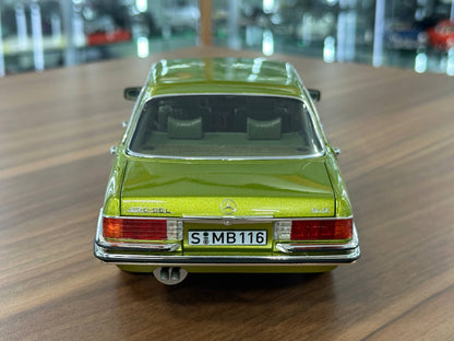 1:18 Diecast Norev Dealer Edition Mercedes-Benz 450 SEL (W116) 1976–1980 – Citrus Green (Full Opening)