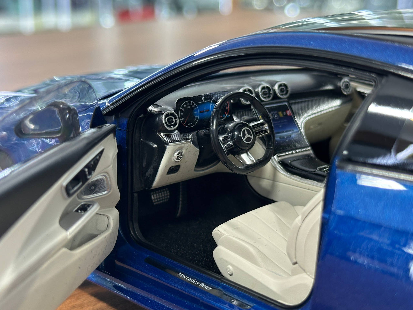 1:18 Diecast Model Norev Dealer Edition Mercedes-Benz CLE Coupé (C236) 2023 – Spectral Blue  (Full Opening)