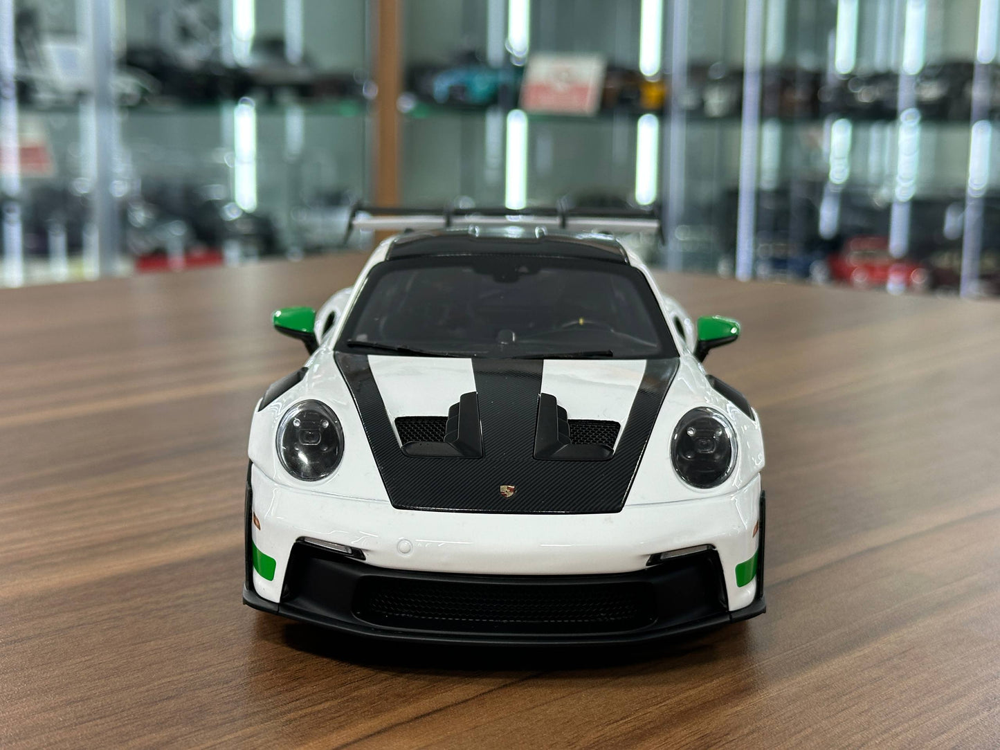 1:18 Diecast Model Norev Dealer Edition Porsche 911 GT3 RS Weissach Pack – Tribute to Carrera RS – White/Green – (Full Opening)