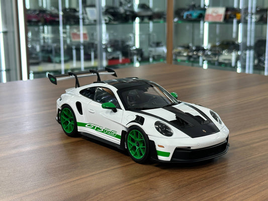 1:18 Diecast Model Norev Dealer Edition Porsche 911 GT3 RS Weissach Pack – Tribute to Carrera RS – White/Green – (Full Opening)