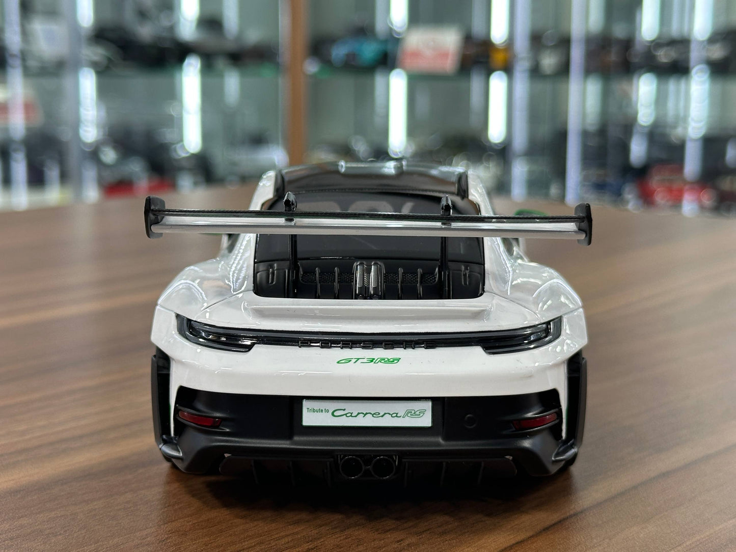 1:18 Diecast Model Norev Dealer Edition Porsche 911 GT3 RS Weissach Pack – Tribute to Carrera RS – White/Green – (Full Opening)