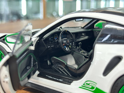 1:18 Diecast Model Norev Dealer Edition Porsche 911 GT3 RS Weissach Pack – Tribute to Carrera RS – White/Green – (Full Opening)
