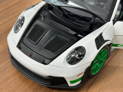 1:18 Diecast Model Norev Dealer Edition Porsche 911 GT3 RS Weissach Pack – Tribute to Carrera RS – White/Green – (Full Opening)
