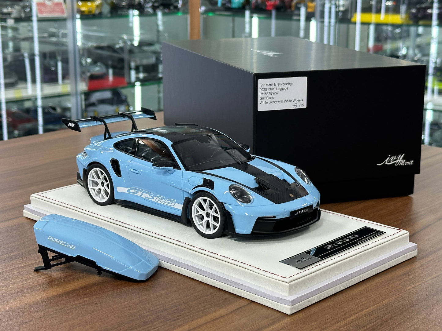 1:18 Resin Porsche 911 GT3 RS (992) – IVY Merit Models (Gulf Blue/White Livery)