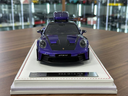 1/18 Resin Porsche 911 GT3 RS (992) – IVY Merit Models (Viola Purple Metallic, Black Livery, Blue Wheels)
