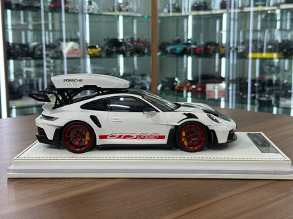 1/18 Resin Porsche 911 GT3 RS (992) – IVY Merit Models (White, Red Livery, Red Wheels)