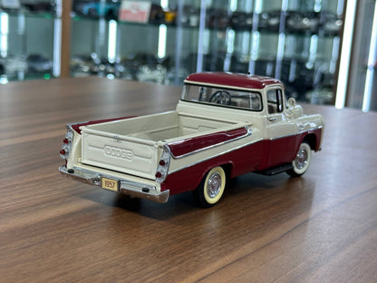 1/24 Diecast Danbury Mint Dodge Sweptside D100 Pickup Truck (1957) – Red & Beige (Full Opening, Limited Edition)