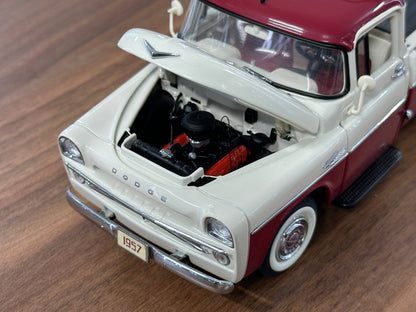1/24 Diecast Danbury Mint Dodge Sweptside D100 Pickup Truck (1957) – Red & Beige (Full Opening, Limited Edition)
