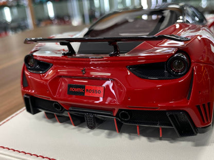 1:18 Resin Model Ferrari 488 GTB Novitec  – White/Rosso Corsa | Davis & Giovanni (Limited Edition of 50 – Dubai Exclusive)