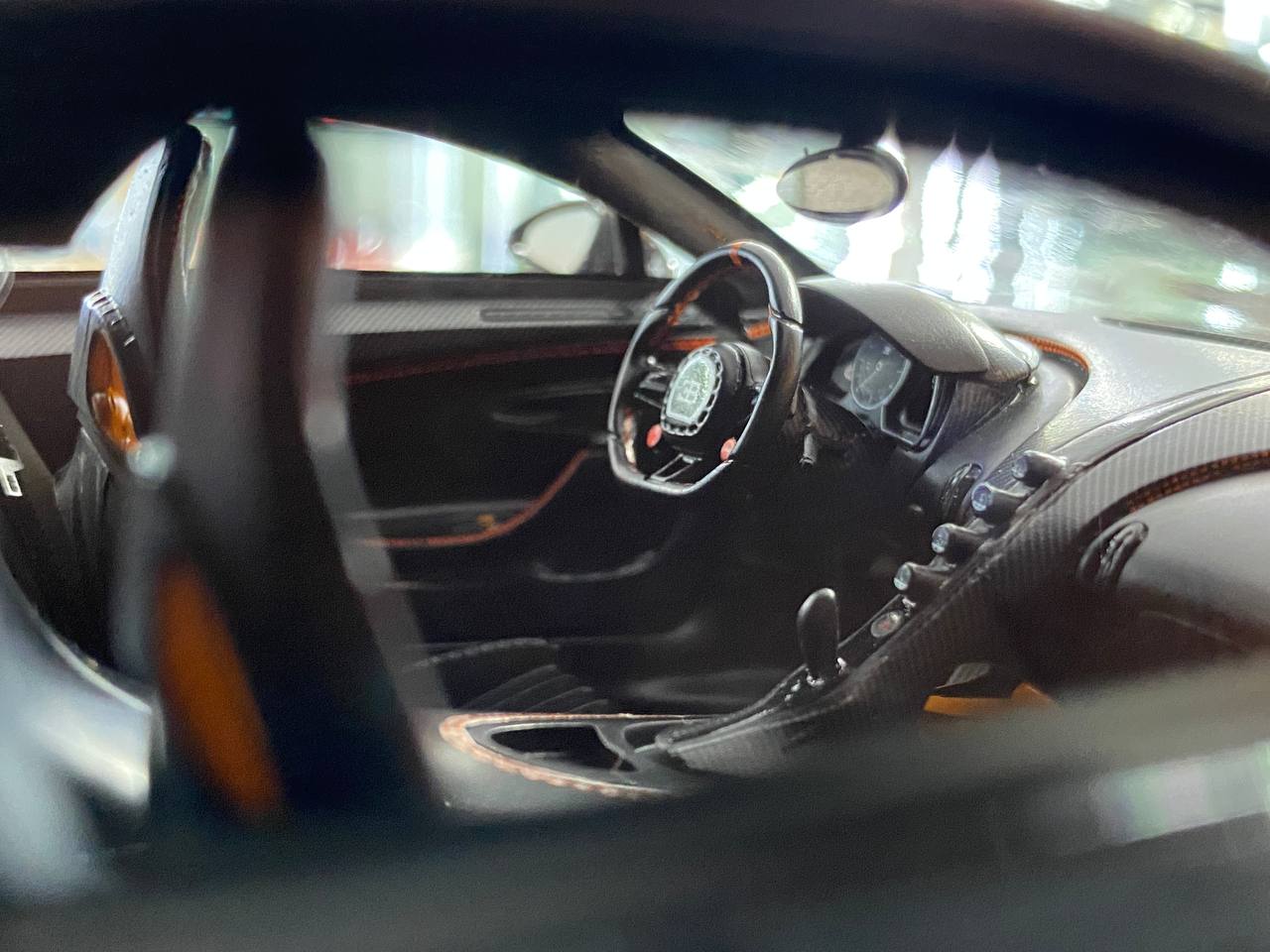 Exclusive MR Collection Models Bugatti Chiron Super Sport Resin - Carbon/Orange Line | Limited Edition!