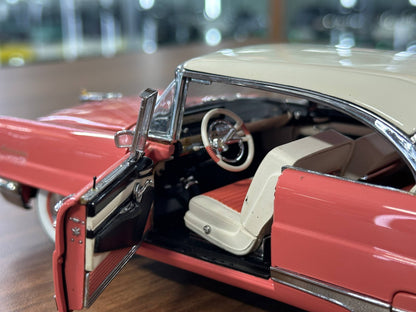 The Danbury Mint Lincoln Premiere Coupe 1956 – Salmon Red with Ivory Top – 1:24 Diecast Model (Full Opening, Limited Edition)