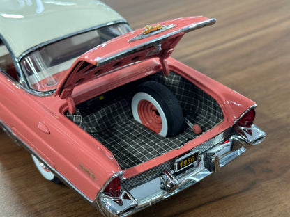 The Danbury Mint Lincoln Premiere Coupe 1956 – Salmon Red with Ivory Top – 1:24 Diecast Model (Full Opening, Limited Edition)