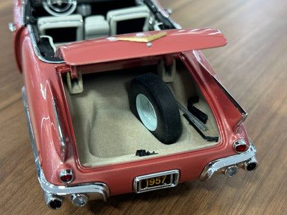 The Danbury Mint Cadillac Eldorado Biarritz 1957 – Vintage Dusty Rose Red – 1:24 Diecast Model (Full Opening, Limited Edition)