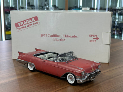 The Danbury Mint Cadillac Eldorado Biarritz 1957 – Vintage Dusty Rose Red – 1:24 Diecast Model (Full Opening, Limited Edition)
