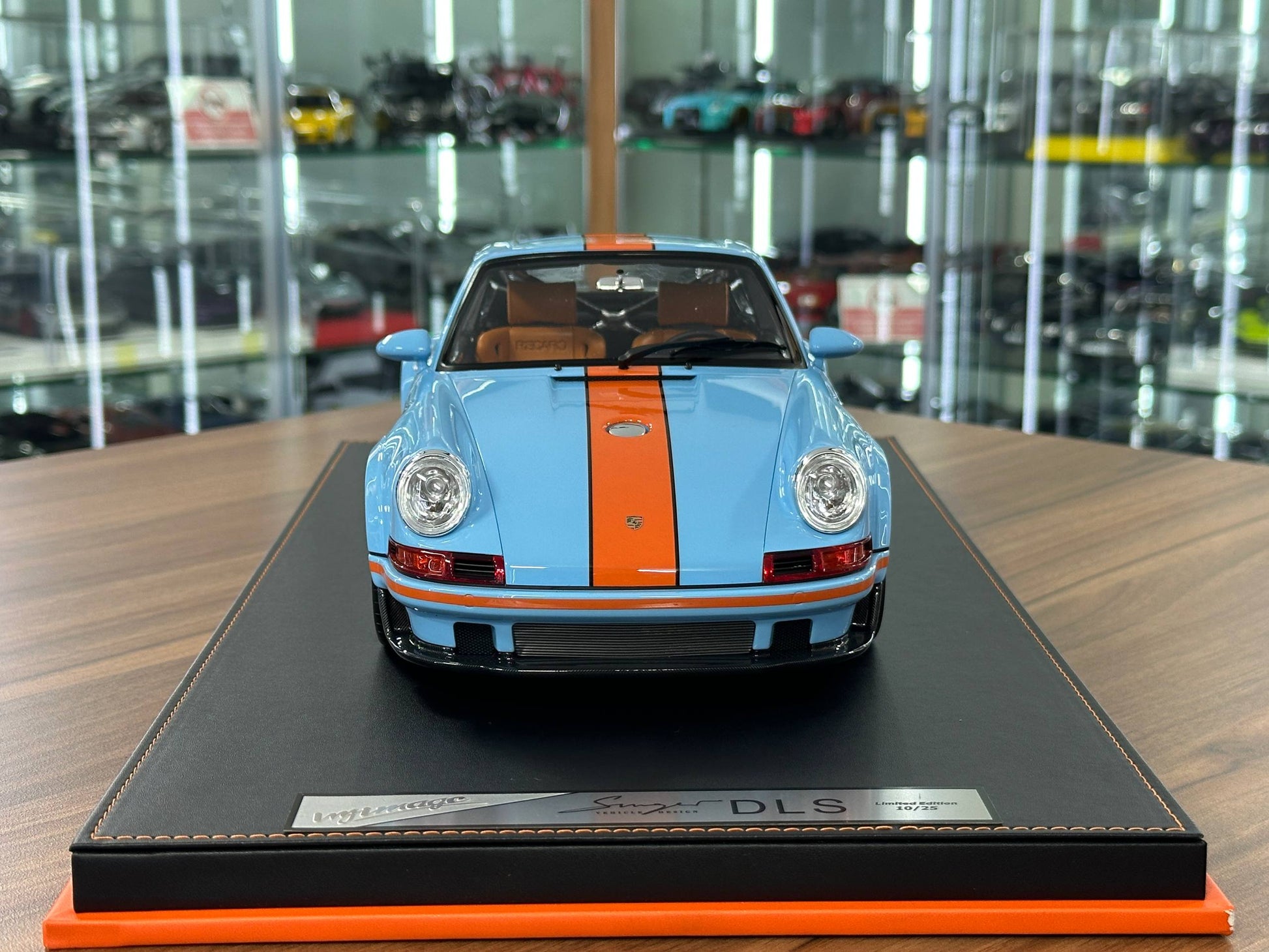 Porsche Singer DLS resin model car – Ivy Image 1:12 Gulf Blue with opening back engine hood Dubai edition