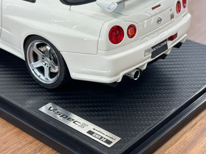 1/18 Resin Ignition Model Nissan Skyline GT-R V-Spec II BN R34 – White