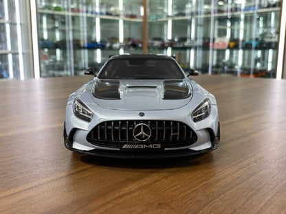 1/18 diecast Norev Dealer Edition Mercedes Benz AMG GT Black Series in high tech silver