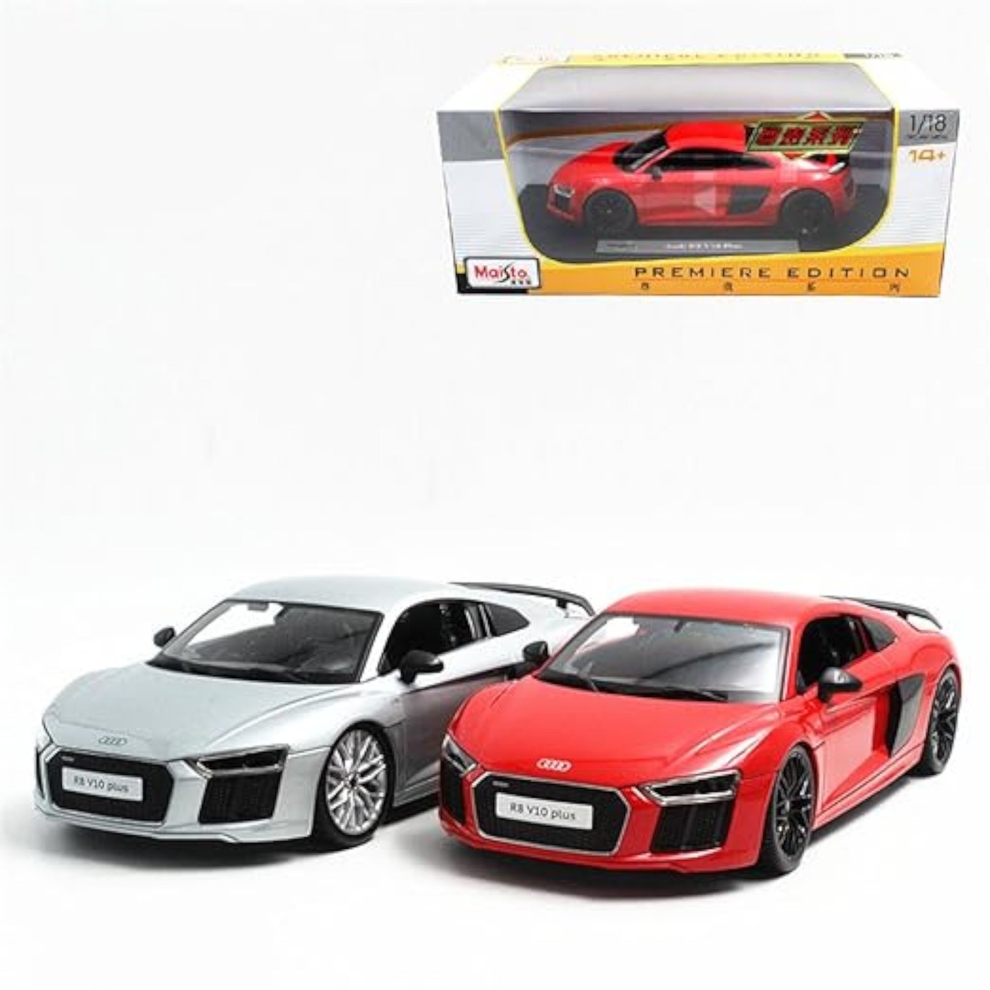 1/18 Diecast AUDI R8 V10 PLUS 2015 RED Scale Model car by Maisto