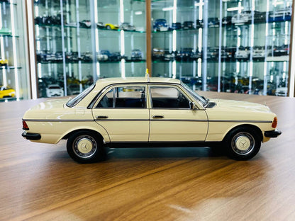 1/18 Metal Diecast Norev Dealer Edition Mercedes-Benz 200 E (W123) 1980 Taxi - Ivory, Limited Edition