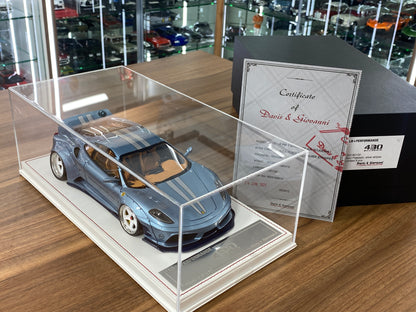 1/18 Resin Ferrari 430 Scuderia LB Performance – Azul Plateado, silver stripes| Davis & Giovanni