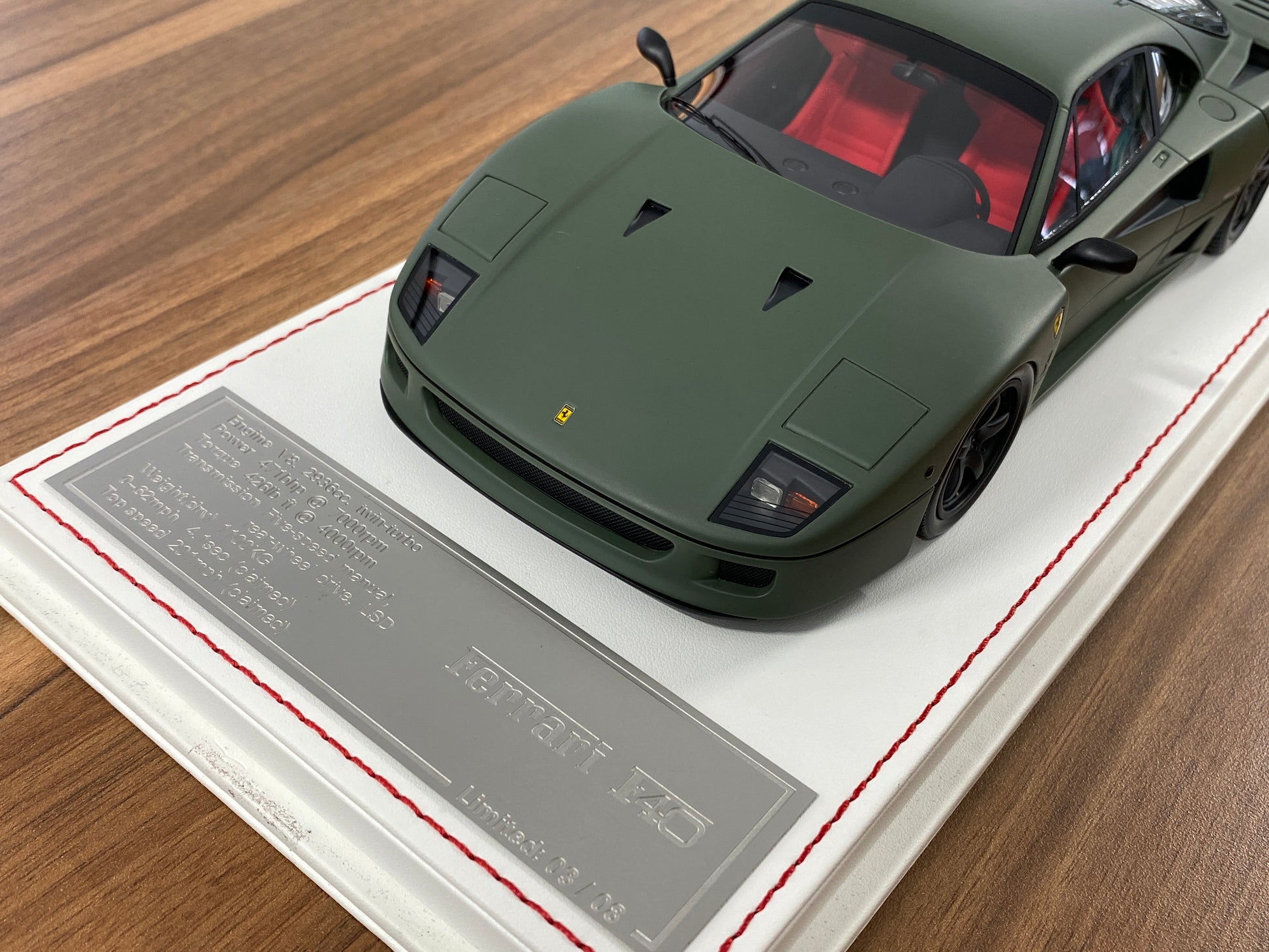 1/18 Resin Model Davis & Giovanni Ferrari F40 Military green, black/red interior Limited to 8 Pcs.