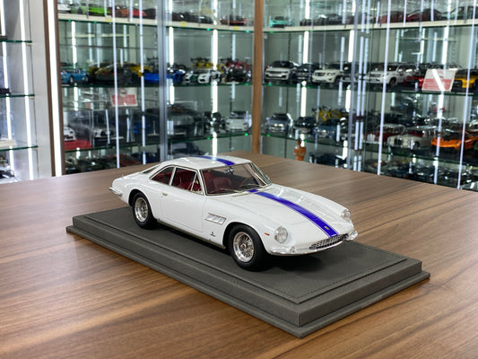1/18 Ferrari 500 Superfast Series II S/N6307 SF 1965 – White , Blue Stripes | BBR Models Resin | Limited to 72 Pieces