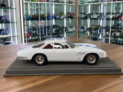 1/18 Ferrari 500 Superfast Series II S/N6307 SF 1965 – White , Blue Stripes | BBR Models Resin | Limited to 72 Pieces