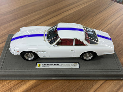1/18 Ferrari 500 Superfast Series II S/N6307 SF 1965 – White , Blue Stripes | BBR Models Resin | Limited to 72 Pieces