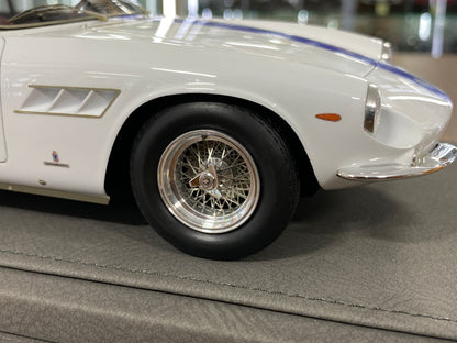 1/18 Ferrari 500 Superfast Series II S/N6307 SF 1965 – White , Blue Stripes | BBR Models Resin | Limited to 72 Pieces